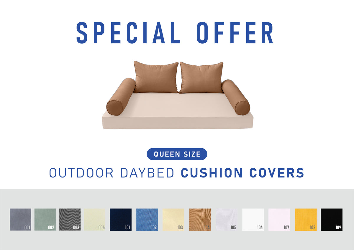 STYLE 4 Pillow & Bolster Cushion for Outdoor Indoor Daybed Porch Swing Bed Queen Size | COVERS ONLY |