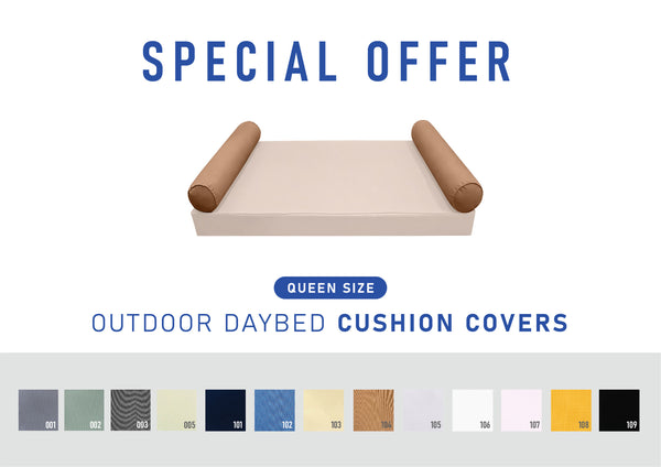 STYLE 5 Bolster Pillow for Outdoor Indoor Daybed Porch Swing Bed Queen Size | COVERS ONLY |