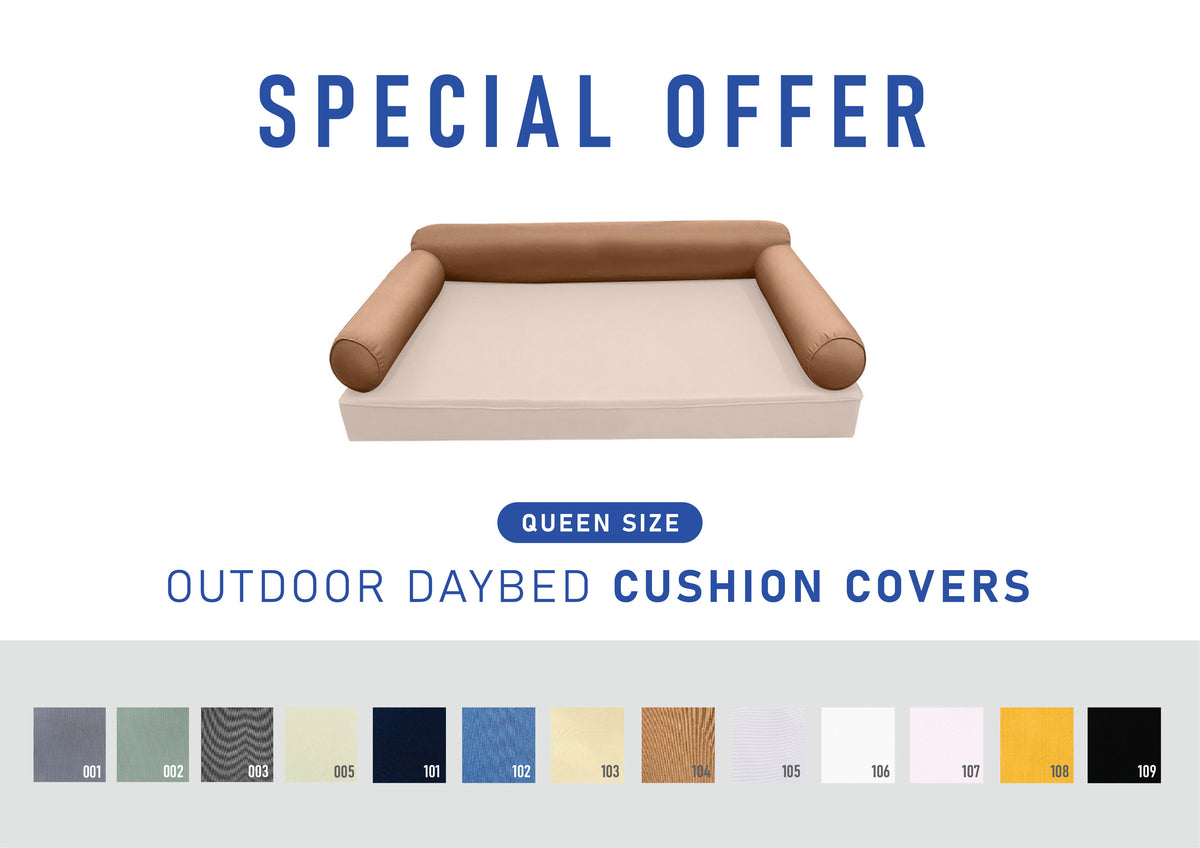 STYLE 6 - Bolster Pillow for Outdoor Indoor Daybed Porch Swing Bed Queen Size | COVERS ONLY |