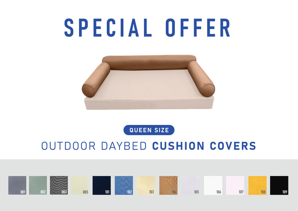 STYLE 6 - Bolster Pillow for Outdoor Indoor Daybed Porch Swing Bed Queen Size | COVERS ONLY |