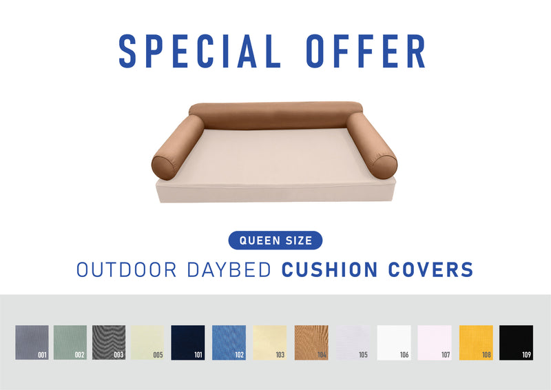 STYLE 6 - Bolster Pillow for Outdoor Indoor Daybed Porch Swing Bed Queen Size | COVERS ONLY |