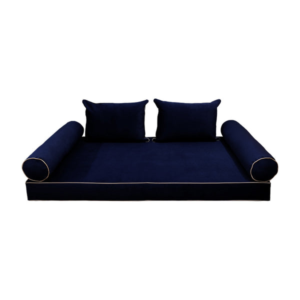 STYLE V4 Twin Velvet Contrast Indoor Daybed Mattress Pillow |COVER ONLY| AD373