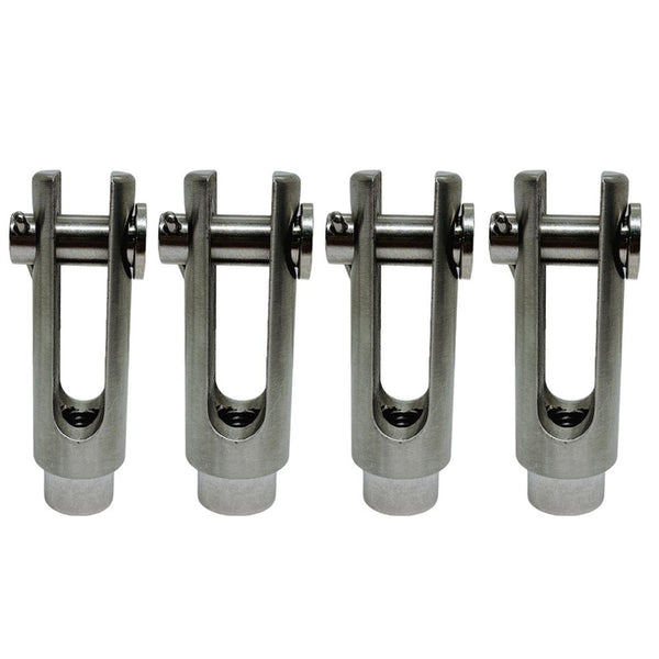 4Pc Marine Stainless Steel 316 5/16"-18 Right Handed Threaded Yoke End 800Lb WLL