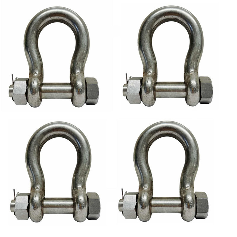 4Pc Mil-Spec Stainless Steel Drop Forged 3/4" Bolt Pin Anchor Shackle 6000Lb WLL