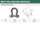 Mil-Spec 316 Stainless Steel Drop Forged Bolt Pin Anchor Shackle