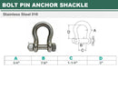 Mil-Spec 316 Stainless Steel Drop Forged Bolt Pin Anchor Shackle