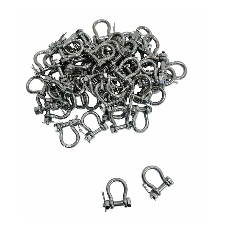 50 Pcs 3/16" Bolt Screw Pin Anchor Shackle Marine Stainless Steel D Ring Bow Rig