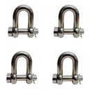 4 Pcs Mil-Spec Stainless Steel Forged 5/8" Round Pin Chain Shackle 4,000 Lb WLL