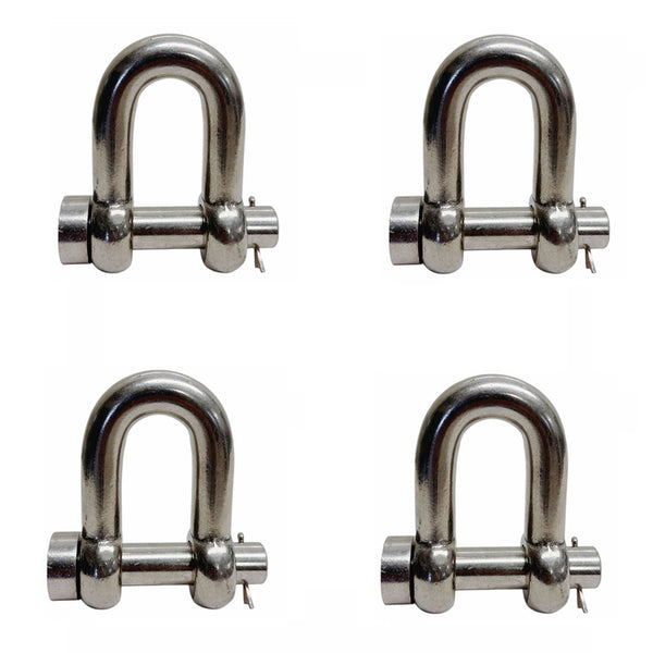 4 Pcs Mil-Spec Stainless Steel Forged 5/8" Round Pin Chain Shackle 4,000 Lb WLL