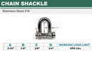 Marine Mil-Spec T316 Stainless Steel Forged Round Pin Chain Shackle