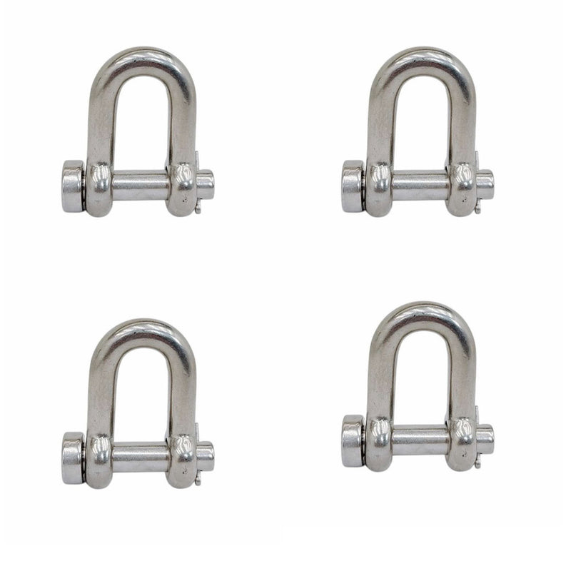 4 Pcs Mil-Spec Stainless Steel Forged 1/4" Round Pin Chain Shackle 880 Lb WLL