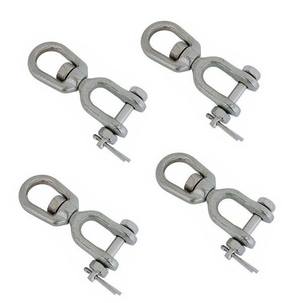 4 Pcs Mil Spec Marine 316 Stainless Steel 3/8" Jaw Eye Swivel 3,400 Lb WLL
