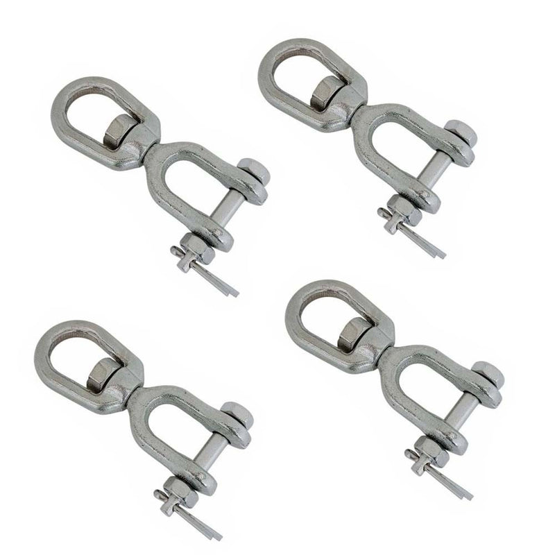 4 Pcs Mil Spec Marine 316 Stainless Steel 3/8" Jaw Eye Swivel 3,400 Lb WLL