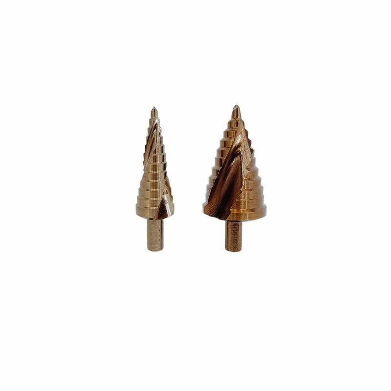 2 Pc Cobalt Step Drill Bit Set 3/8" Shaft 12-11 Hole Spiral Fulte Drill Design