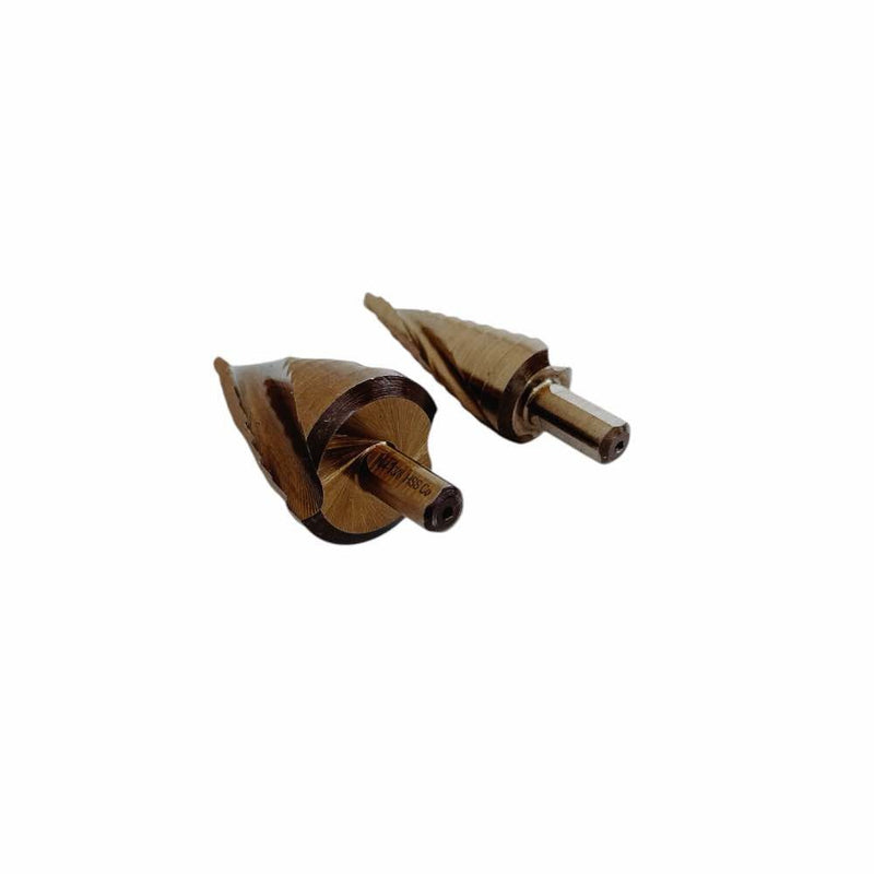 2 Pc Cobalt Step Drill Bit Set 3/8" Shaft 12-11 Hole Spiral Fulte Drill Design
