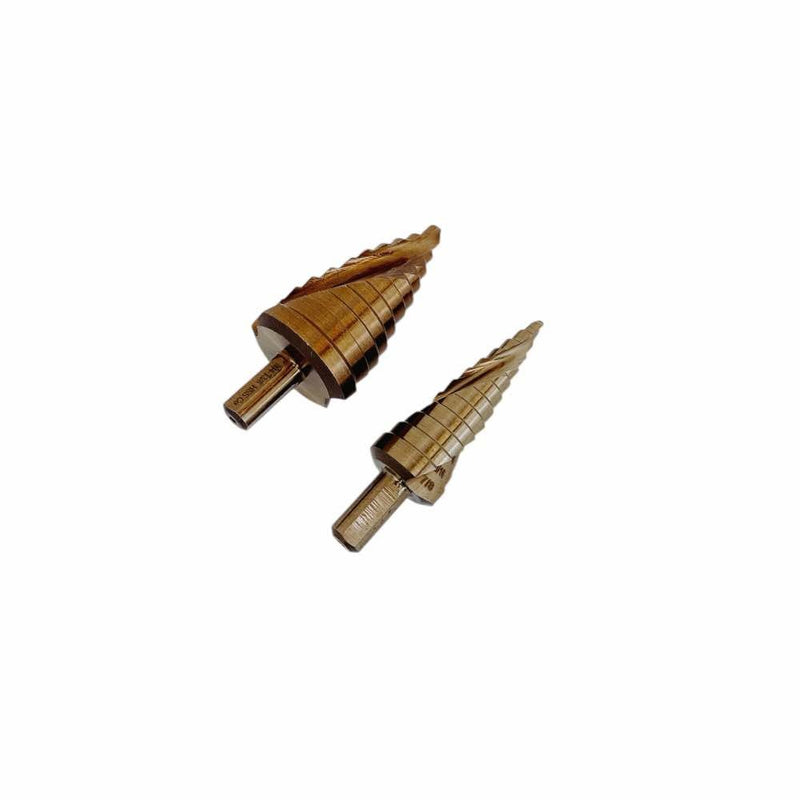 2 Pc Cobalt Step Drill Bit Set 3/8" Shaft 12-11 Hole Spiral Fulte Drill Design