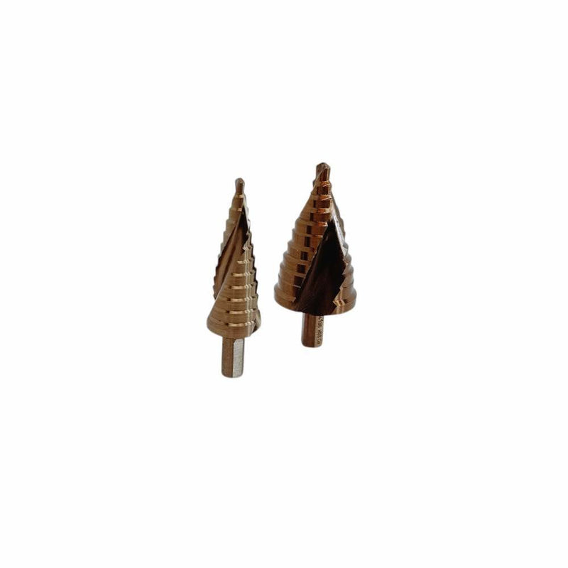 2 Pc Cobalt Step Drill Bit Set 3/8" Shaft 12-11 Hole Spiral Fulte Drill Design