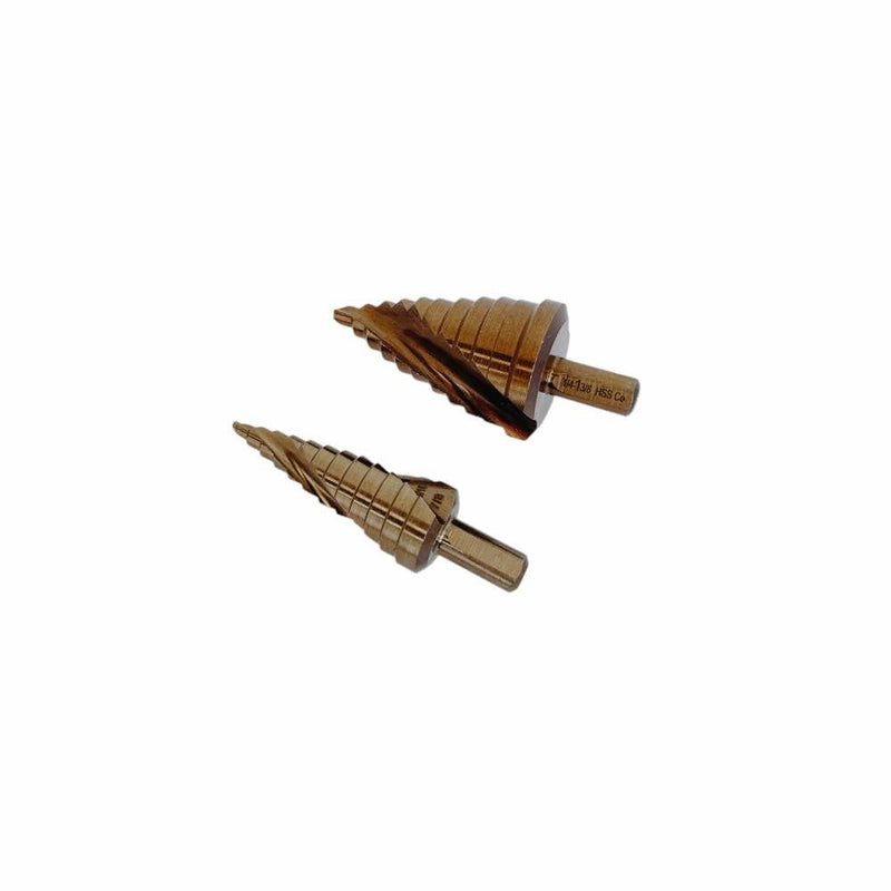 2 Pc Cobalt Step Drill Bit Set 3/8" Shaft 12-11 Hole Spiral Fulte Drill Design