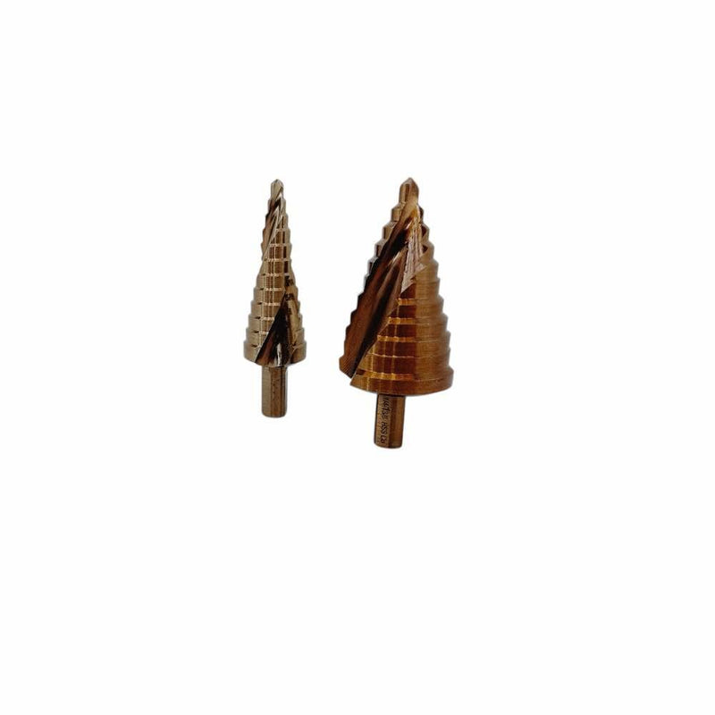 2 Pc Cobalt Step Drill Bit Set 3/8" Shaft 12-11 Hole Spiral Fulte Drill Design