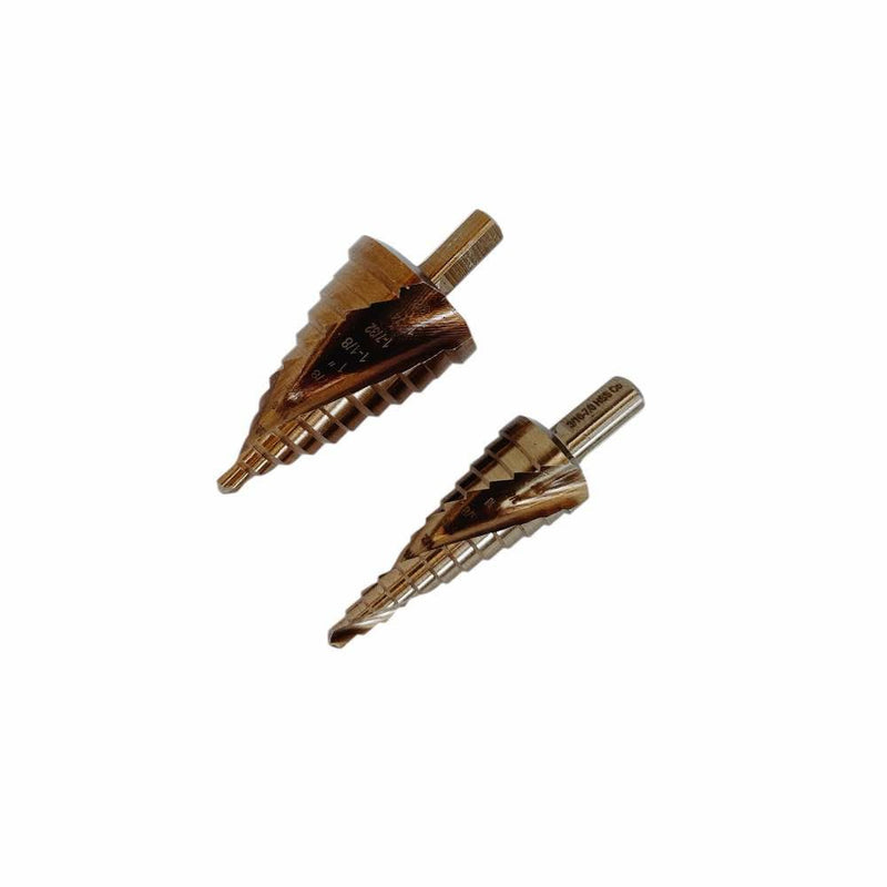 2 Pc Cobalt Step Drill Bit Set 3/8" Shaft 12-11 Hole Spiral Fulte Drill Design