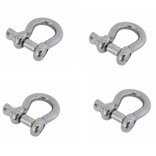 4 Pcs Mil Spec Stainless Steel Forged Loaded Rate 3/16" Screw Pin Anchor Shackle