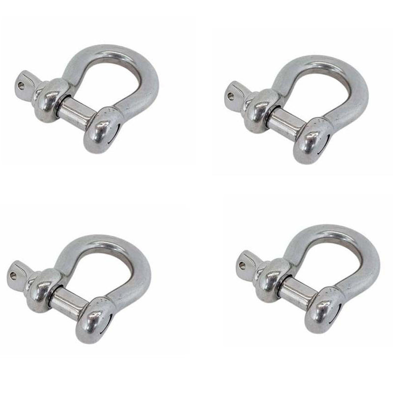 4 Pcs Mil Spec Stainless Steel Forged Loaded Rate 3/16" Screw Pin Anchor Shackle