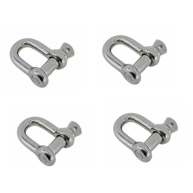 4 Pcs Mil Spec Stainless Steel T316 Forged 3/8" Screw Pin Shackle 1,500 Lb WLL
