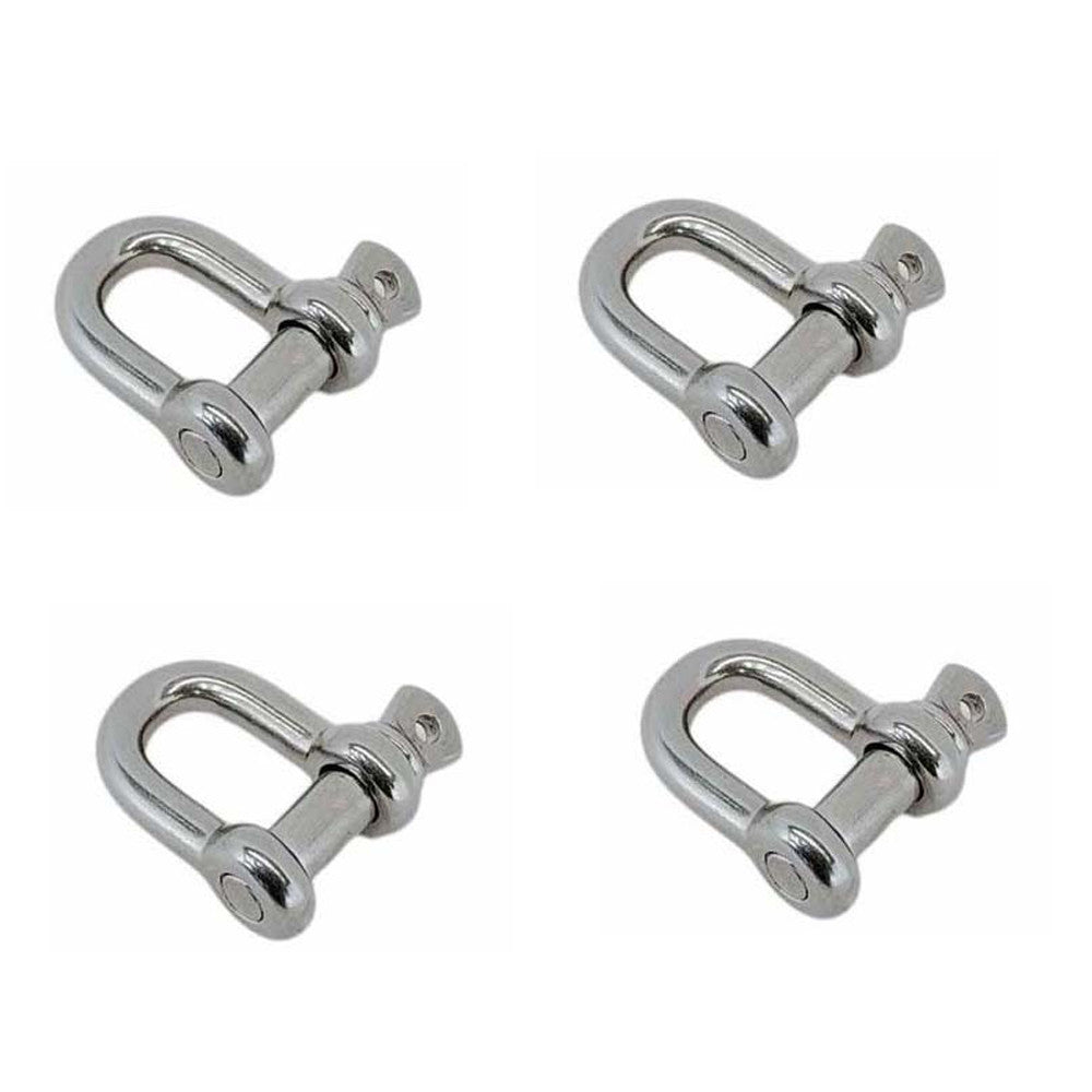 4Pc Mil Spec Stainless Steel 316 Forged 1/2" Screw Pin Chain Shackle 3000 Lb WLL