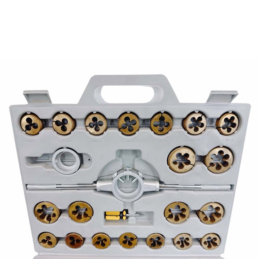 45 Pc Titanium Coated SAE Standard Tap & Die Set Coarse Threads Handle Wrench