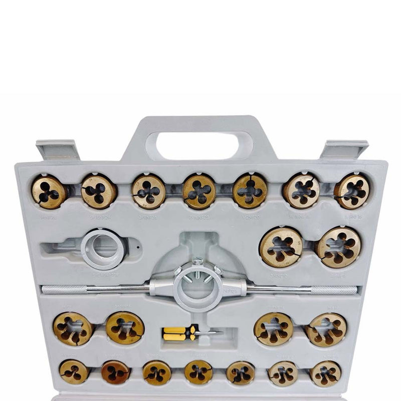 45 Pc Titanium Coated SAE Standard Tap & Die Set Coarse Threads Handle Wrench