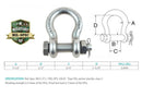 Marine Mil Spec Stainless Steel T316 7/16" Bolt Pin Anchor Shackle 2,000 Lbs WLL