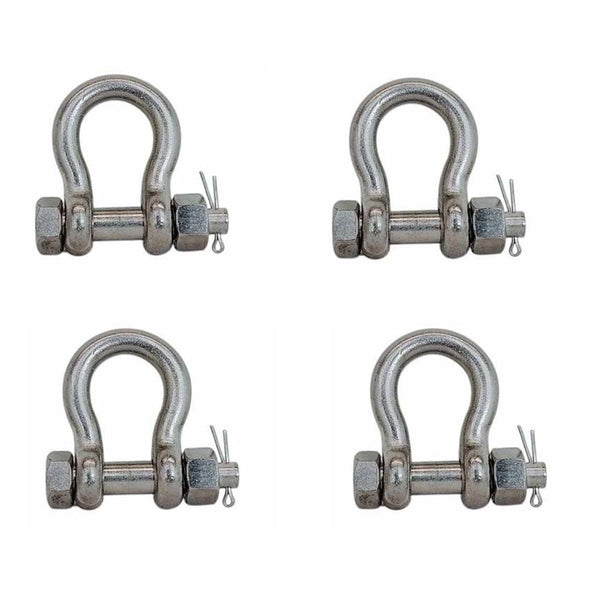 4 Pcs Mil Spec Stainless Steel T316 1/4" Bolt Pin Anchor Shackle 1,000 Lbs WLL