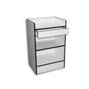 White Checkout Stand with Storage Shelf and Drawer 24"L x 18"D x 38"H