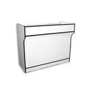 4ft Ledgetop Counter White Black Trim 48"L x 22"D x 42"H