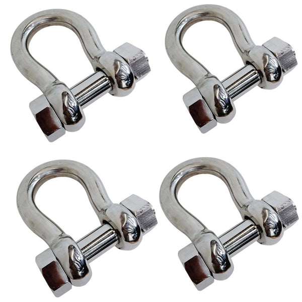 4 Pcs Marine Stainless Steel T316 Mil Spec 1/2" Bolt Pin Anchor Shackle 3,000 Lb WLL