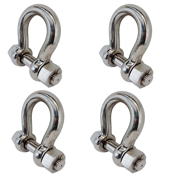 4 Pcs Stainless Steel T316 Mil Spec 5/16" Bolt Pin Anchor Shackle 1,300 Lb WLL