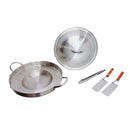 Stainless Steel 20" Concave Down Comal Set With Lid Steel Rack BBQ Tools Tong