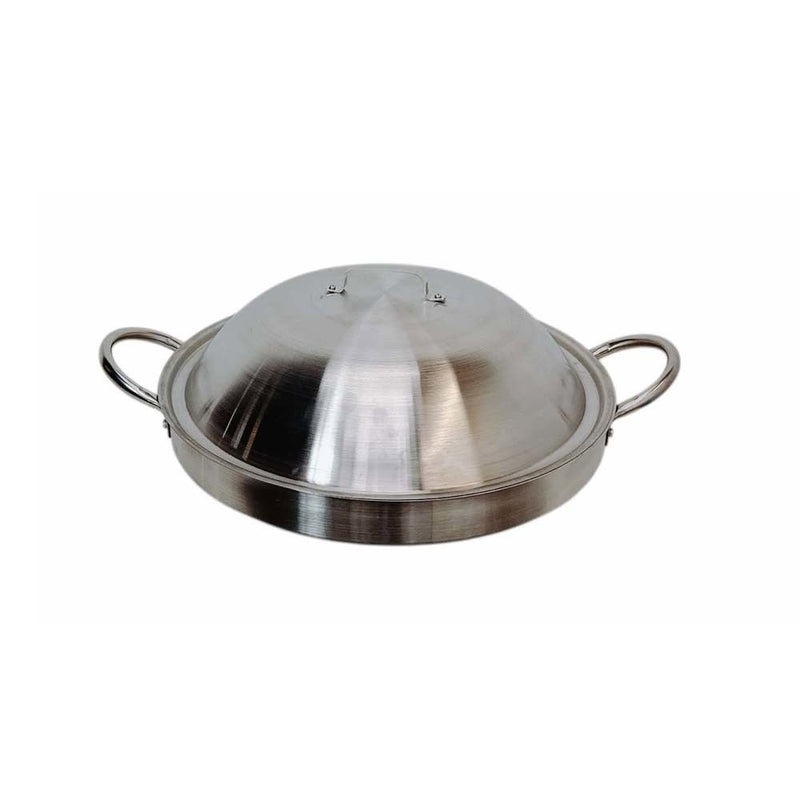 Stainless Steel 20" Concave Down Comal Set With Lid Steel Rack BBQ Tools Tong