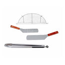 Stainless Steel 20" Concave Down Comal Set With Lid Steel Rack BBQ Tools Tong