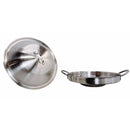 Stainless Steel 20" Concave Down Comal Set With Lid Steel Rack BBQ Tools Tong