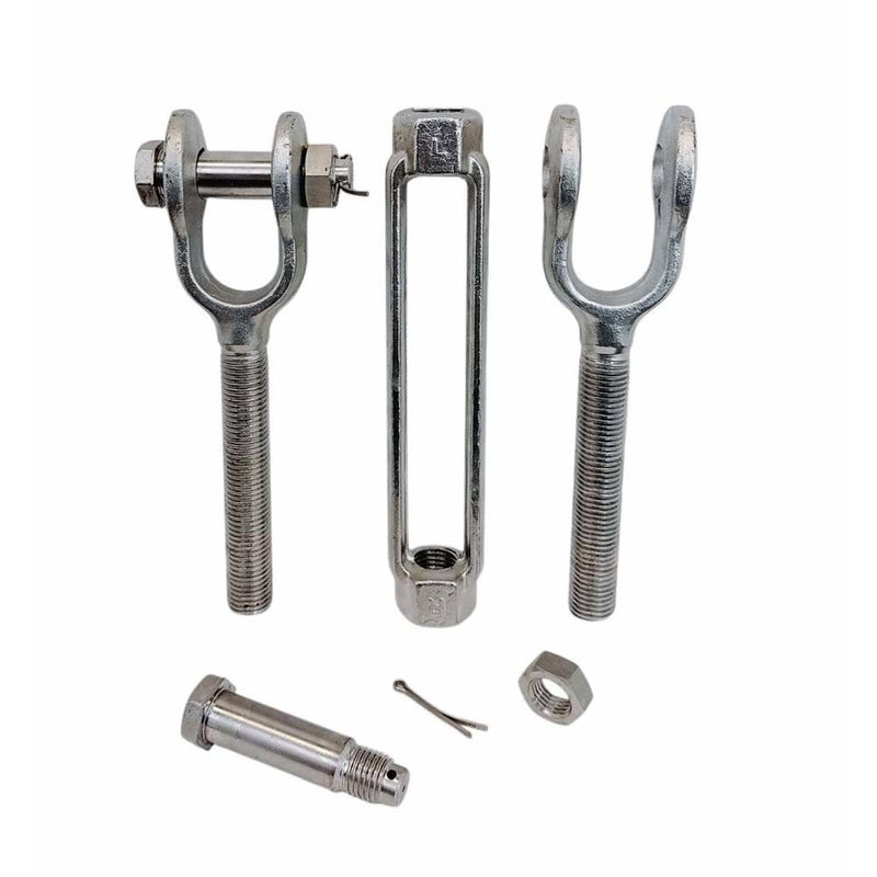 Stainless Steel T316 Mil Spec 1-1/4" x 12" Jaw Jaw Turnbuckle 12,500 Lbs WLL