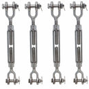 4 Pcs Stainless Steel T316 Mil Spec 1/4" x 4" Jaw Jaw Turnbuckle 500 Lbs WLL