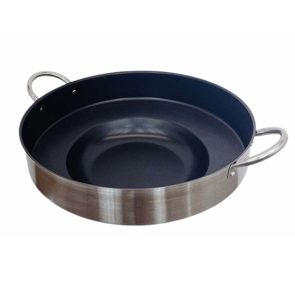 HD 23" x 7" Stainless Steel Concave Comal Griddle Pan Non-Stick Coating Cookware