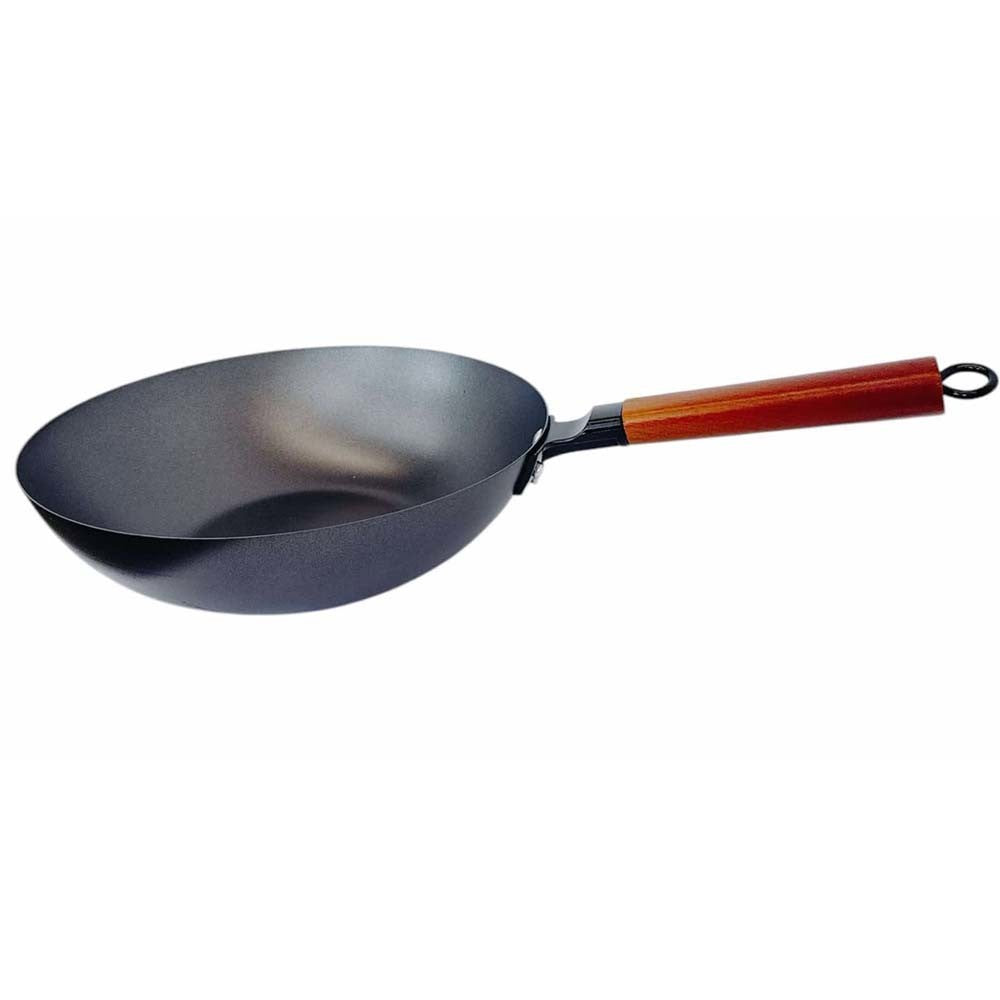 9-7/8" Carbon Steel Wok Frying Pan Gourmet Chef Chinese Traditional Wok Cookware