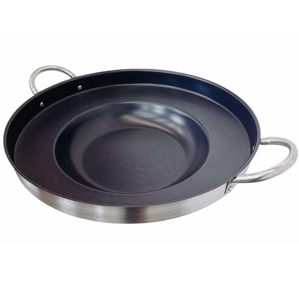 Heavy Duty 23" Stainless Steel Concave Comal Griddle Pan Non-Stick Coating