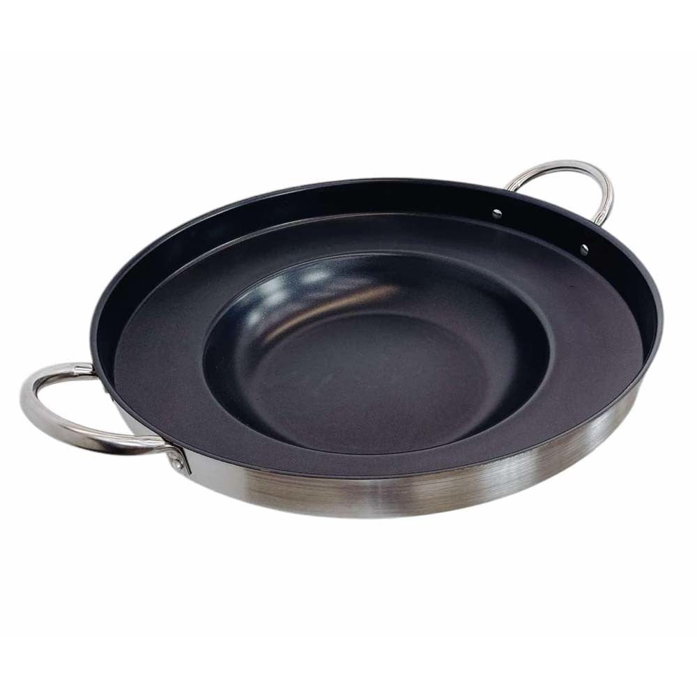 Heavy Duty 23" Stainless Steel Concave Comal Griddle Pan Non-Stick Coating