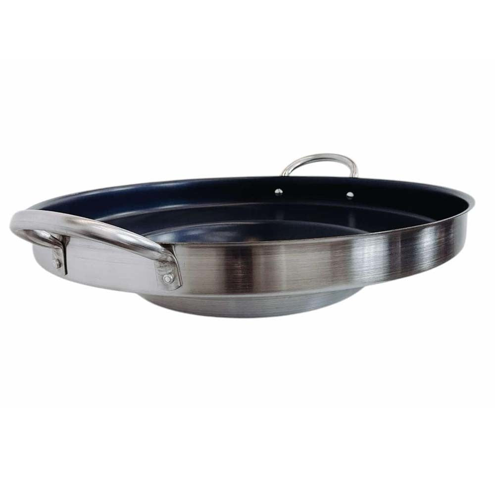 Heavy Duty 23" Stainless Steel Concave Comal Griddle Pan Non-Stick Coating