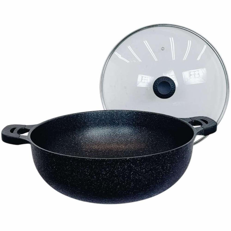 16" Marble Jumbo Wok Non-Stick Cooking Frying Pan Pot 5 Layer Marble Wok