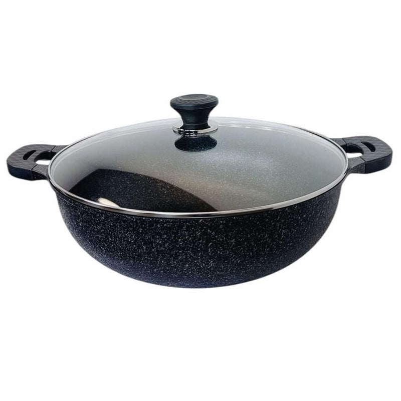16" Marble Jumbo Wok Non-Stick Cooking Frying Pan Pot 5 Layer Marble Wok