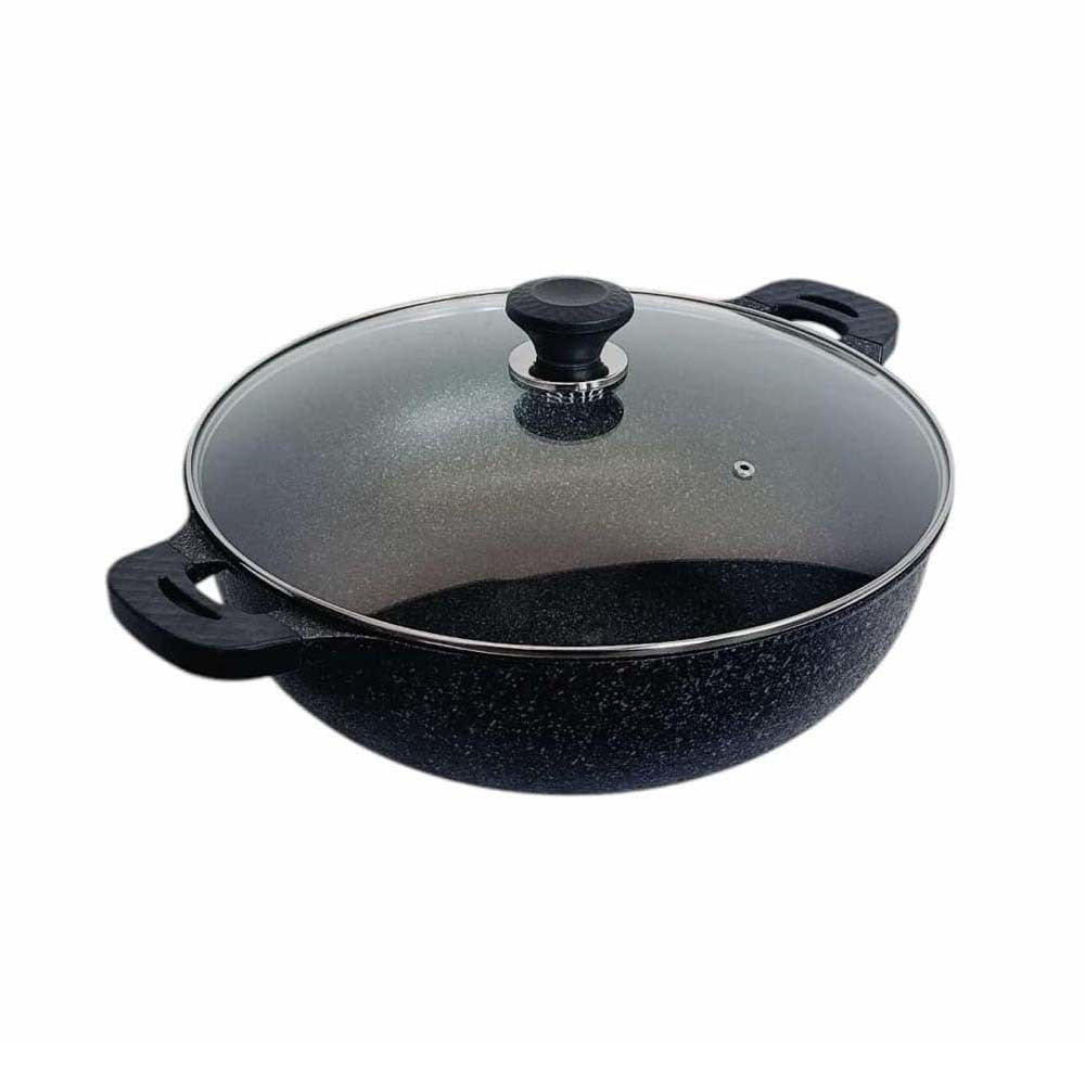 16" Marble Jumbo Wok Non-Stick Cooking Frying Pan Pot 5 Layer Marble Wok